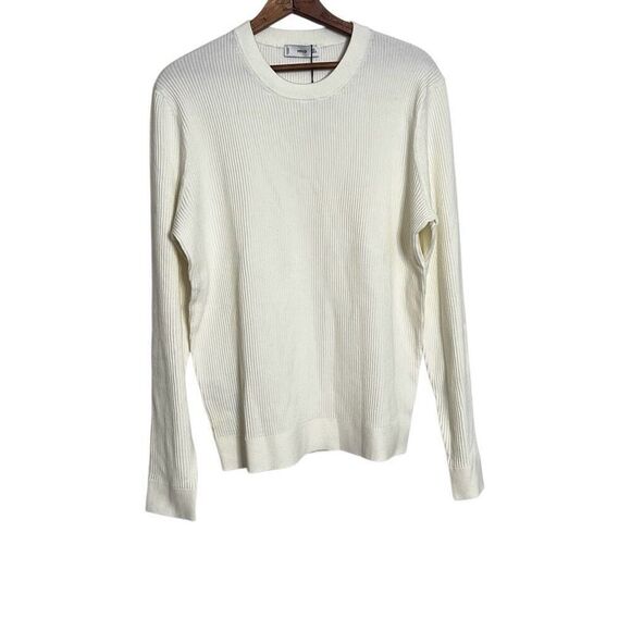 Mango NWT Knit Crew Neck Pullover Sweater White Size Large - Picture 1 of 9